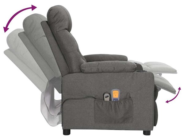 Elektrické masážní křeslo tmavě šedé textil 3098828