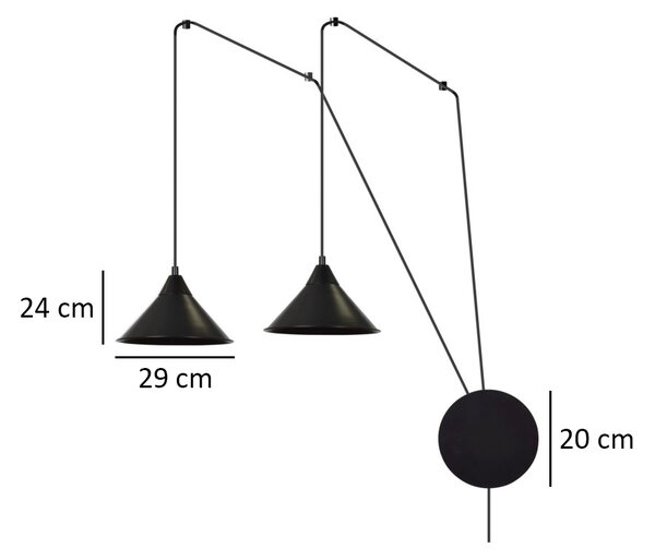 Závěsné svítidlo ABRAMO 2 – černé, 2× E27, šířka 400 cm