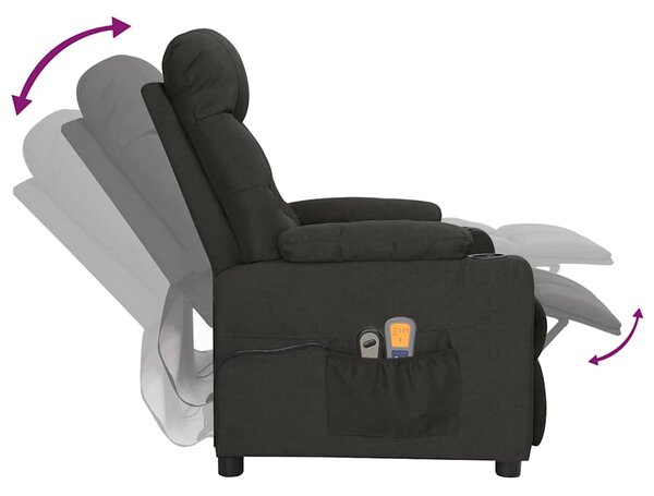 Elektrické masážní křeslo černé textil 3098829