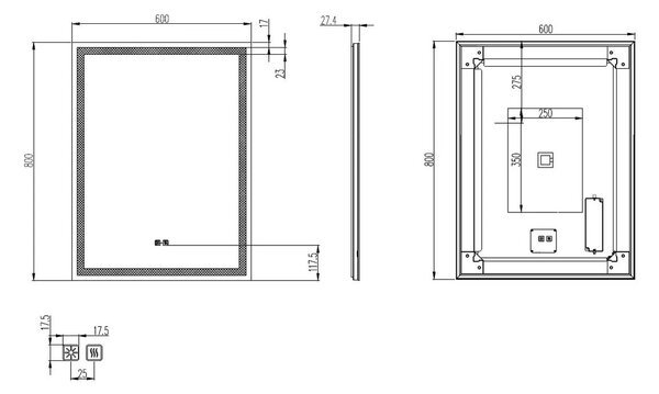 Kielle Idolio Zrcadlo s LED osvětlením a vyhříváním, 80x60 cm 50324101