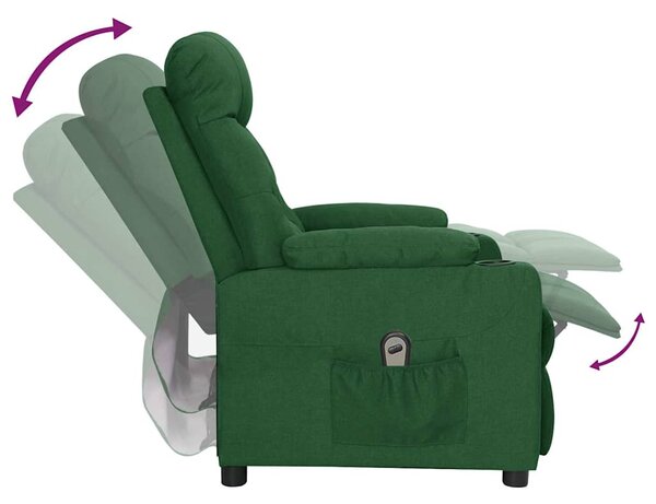 Elektrické polohovací křeslo tmavě zelené textil 3098821