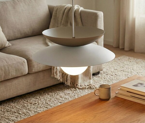 Závěsné svítidlo NAGOYA 1 – bílé / moka, sklo, 1× G9, šířka 41 cm