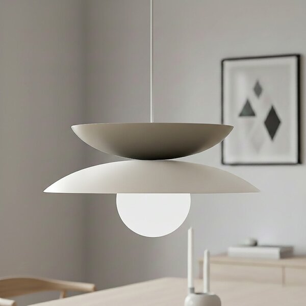 Závěsné svítidlo NAGOYA 1 – bílé / moka, sklo, 1× G9, šířka 41 cm