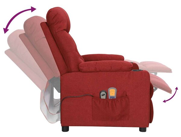 Elektrické masážní křeslo vínové textil 3098830