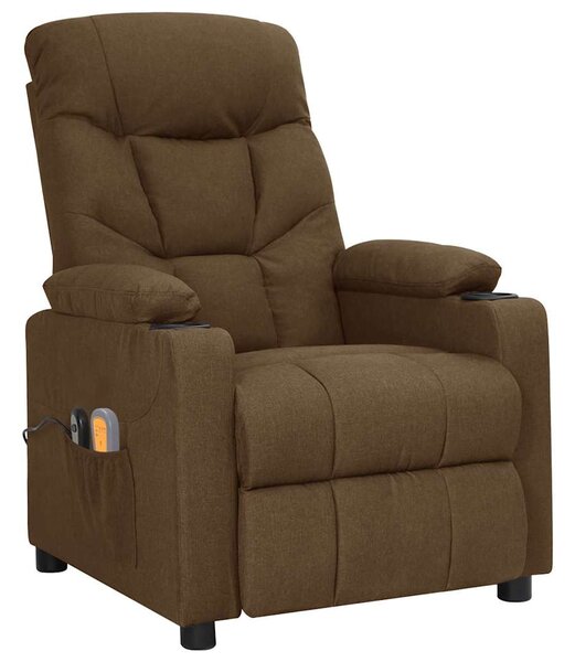 Elektrické masážní křeslo hnědé textil 3098831
