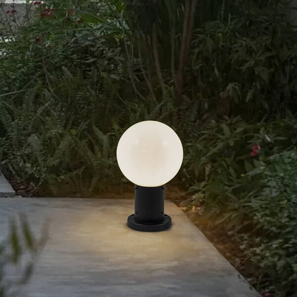 Lindby Stojanová lampa Dangan, černá/bílá, výška 32 cm, sklo, stmívatelný, Bílá / opál, Sklo, Moderní