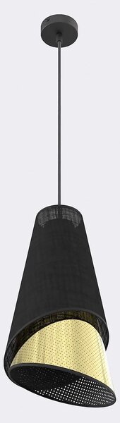 Závěsné svítidlo MODA 1 – černé / zlaté, textilní stínidlo, 1× E27, šířka 20 cm
