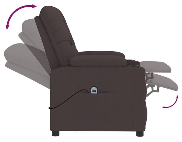 Elektrické polohovací křeslo tmavě hnědé textil 3098844