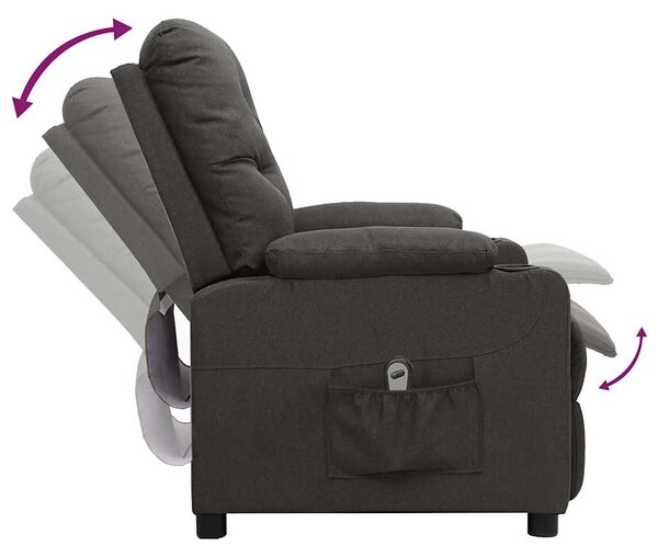 Elektrické polohovací křeslo tmavě šedé textil 3098840
