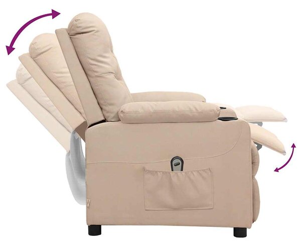 Elektrické polohovací křeslo krémové textil 3098848