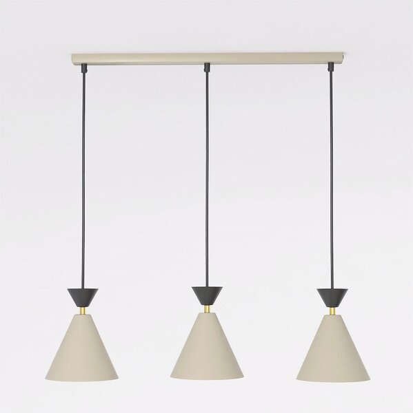 Závěsné svítidlo KLEVER 3 – moka / černé, 3× E14, šířka 71 cm