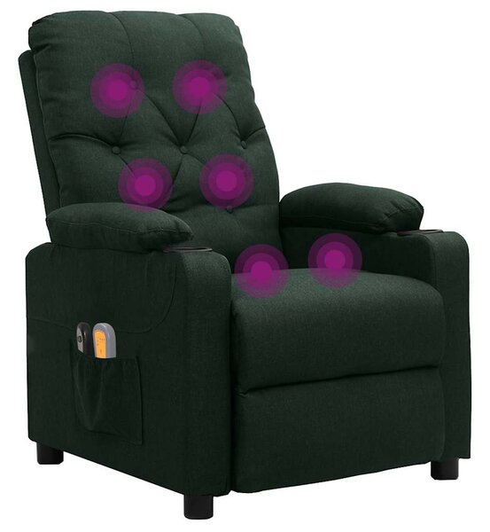 Elektrické masážní křeslo tmavě zelené textil 3098857