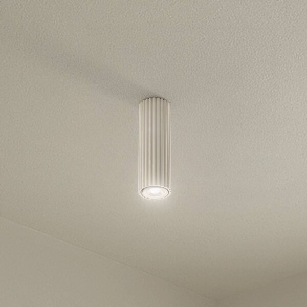 SOLLUX LIGHTING Stropní svítidlo Carbon, béžová barva, výška 20 cm, hliník, stmívatelný, Krémová / jantar, Obývací pokoj / jídelna, Hliník, Moderní
