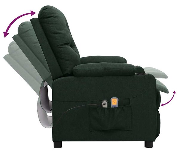 Elektrické masážní křeslo tmavě zelené textil 3098857