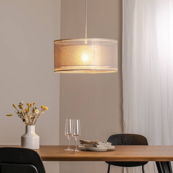 Maco Design Závěsné svítidlo Duo Den Light, stříbrno-šedé, Ø 50 cm, plátno, PVC, stmívatelný, Hliník / šedá / zinek, Obývací pokoj / jídelna, Textil / tkanina / hedvábí