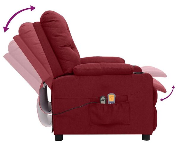 Elektrické masážní křeslo vínové textil 3098854