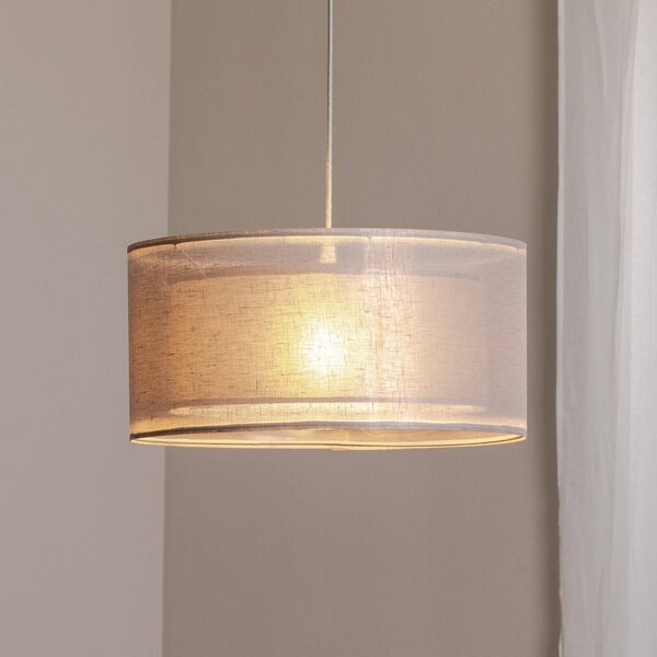 Maco Design Závěsné svítidlo Duo Den Light, stříbrno-šedé, Ø 50 cm, plátno, PVC, stmívatelný, Hliník / šedá / zinek, Obývací pokoj / jídelna, Textil / tkanina / hedvábí