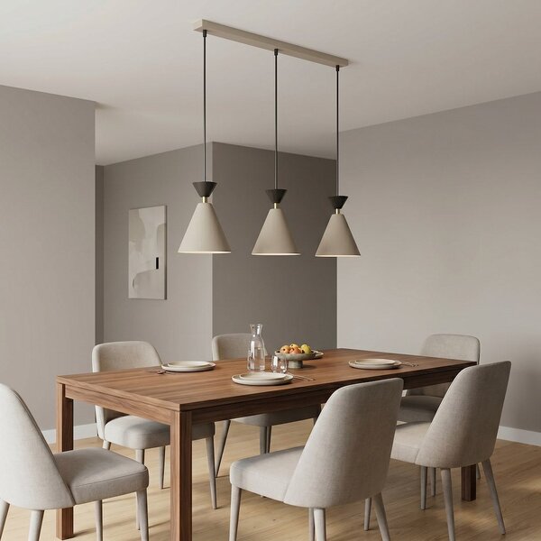 Závěsné svítidlo KLEVER 3 – moka / černé, 3× E14, šířka 71 cm