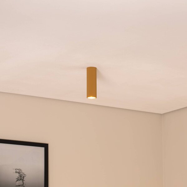 SOLLUX LIGHTING Stropní svítidlo Carbon, zlatá barva, výška 20 cm, hliník, stmívatelný, Mosaz / zlato, Obývací pokoj / jídelna, Hliník, Moderní