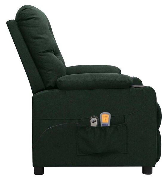 Elektrické masážní křeslo tmavě zelené textil 3098857