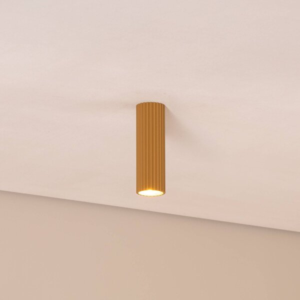 SOLLUX LIGHTING Stropní svítidlo Carbon, zlatá barva, výška 20 cm, hliník, stmívatelný, Mosaz / zlato, Obývací pokoj / jídelna, Hliník, Moderní