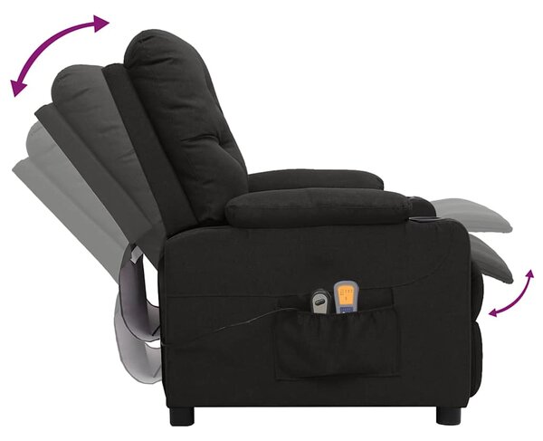 Elektrické masážní křeslo černé textil 3098853