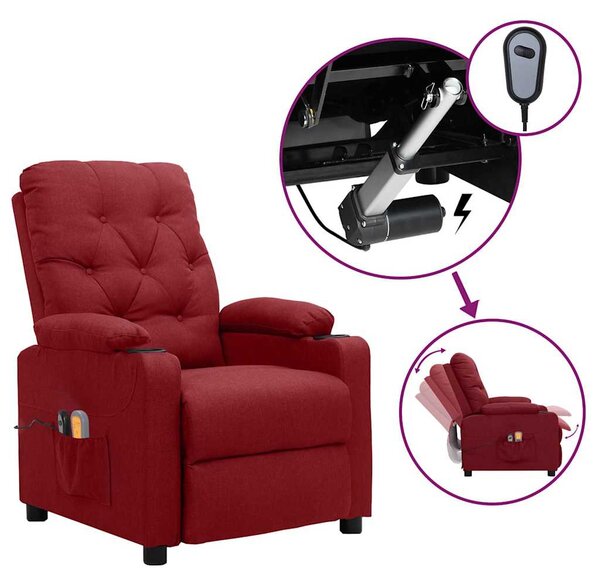 Elektrické masážní křeslo vínové textil 3098854