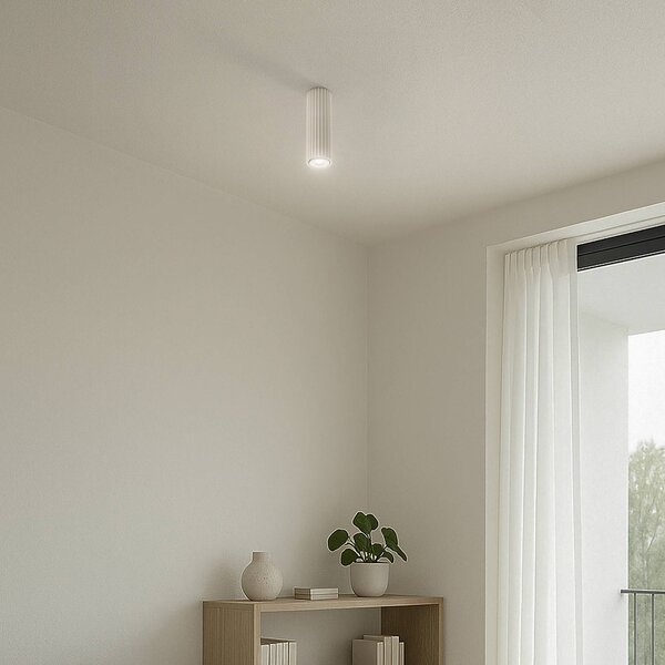 SOLLUX LIGHTING Stropní svítidlo Carbon, béžová barva, výška 20 cm, hliník, stmívatelný, Krémová / jantar, Obývací pokoj / jídelna, Hliník, Moderní