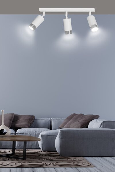 Stropní svítidlo HIRO 3 – bílé / chromové, 3× GU10, šířka 62 cm