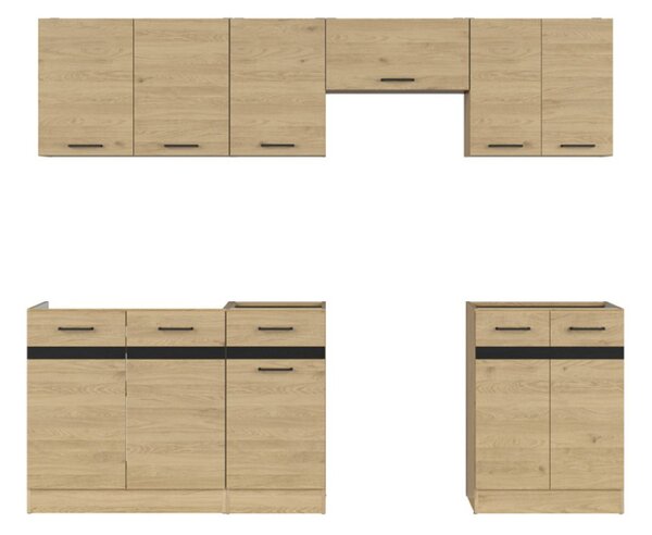 Kuchyň JUNONA MODUL VERZE2 BBL TAFLA 240 cm, dub bernstein