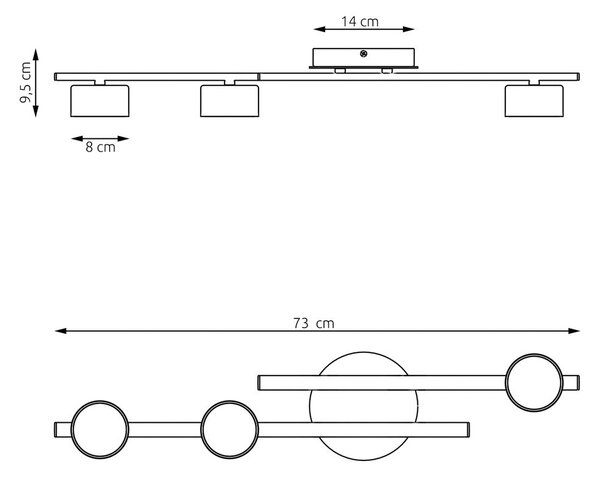 Stropní svítidlo FRAGMENT 3 – bílé, 3× GX53, šířka 73 cm