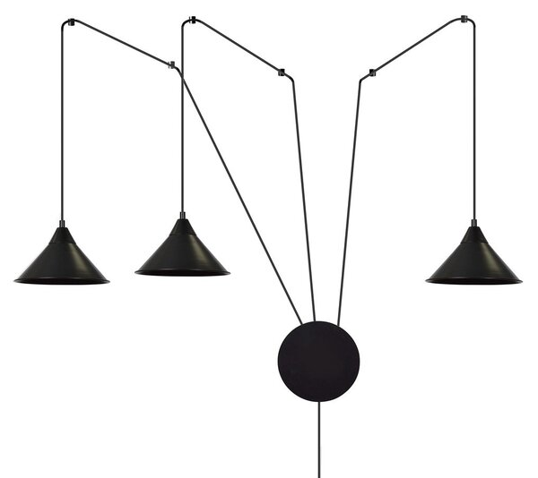 Závěsné svítidlo ABRAMO 3 – černé, 3× E27, šířka 400 cm