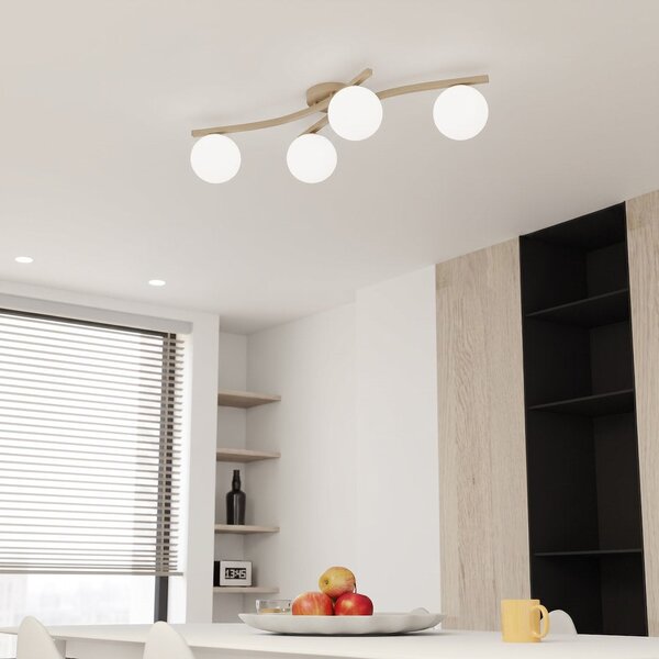 Stropní svítidlo OPUS 4 – moka, opálové sklo, 4× E14, šířka 85 cm