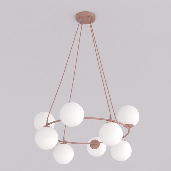 Závěsné svítidlo AZURA 8 – korálové, opálové sklo, 8× E14, šířka 86 cm