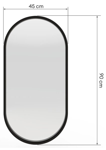 Hector Nástěnné zrcadlo Plico 90 cm z masivu černé