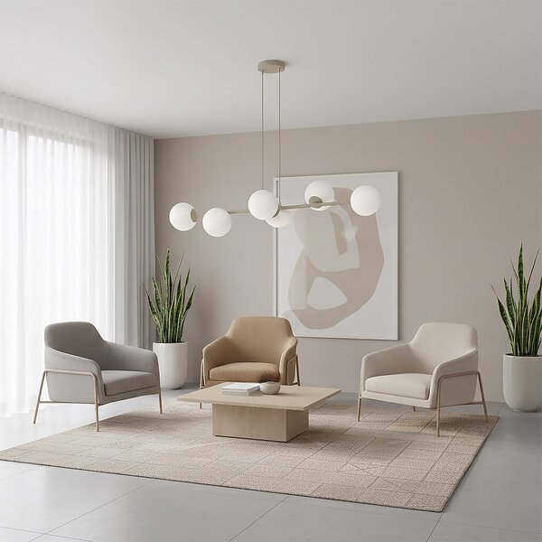 Závěsné svítidlo MAGNUS 6 – moka, opálové sklo, 6× E14, šířka 110 cm