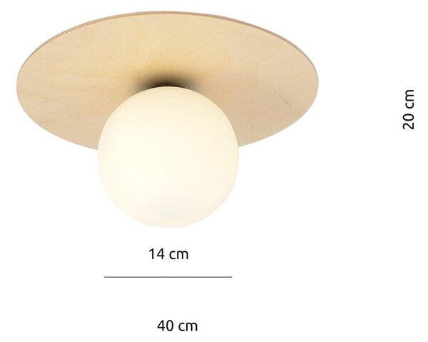 Stropní svítidlo KENZO 1B – hnědé, bílé sklo, 1× E14, šířka 40 cm