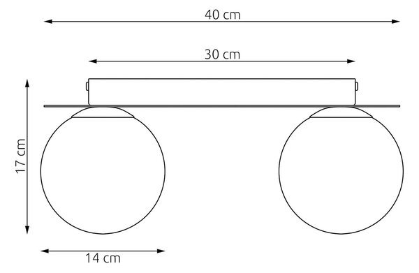 Stropní svítidlo SOLAR 2 – moka, opálové sklo, 2× E14, šířka 43 cm