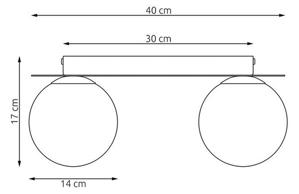 Stropní svítidlo SOLAR 2 – moka, opálové sklo, 2× E14, šířka 43 cm