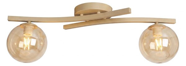 Stropní svítidlo OPUS 2 – moka, jantarové sklo, 2× E14, šířka 60 cm