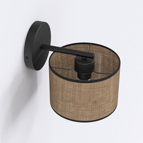 Nástěnné svítidlo ECO K1 – černé, hnědé textilní stínidlo, 1× E27, šířka 31 cm
