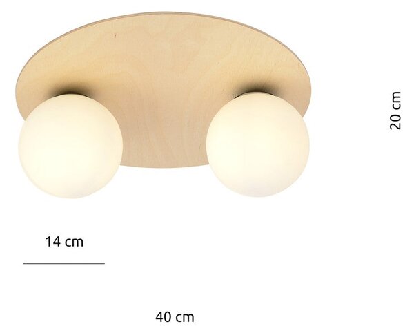 Stropní svítidlo KENZO 2B – hnědé, bílé sklo, 2× E14, šířka 40 cm