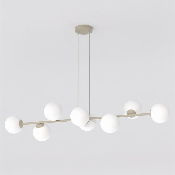 Závěsné svítidlo MAGNUS 8 – moka, opálové sklo, 8× E14, šířka 130 cm