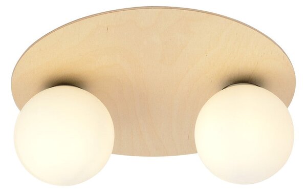 Stropní svítidlo KENZO 2B – hnědé, bílé sklo, 2× E14, šířka 40 cm