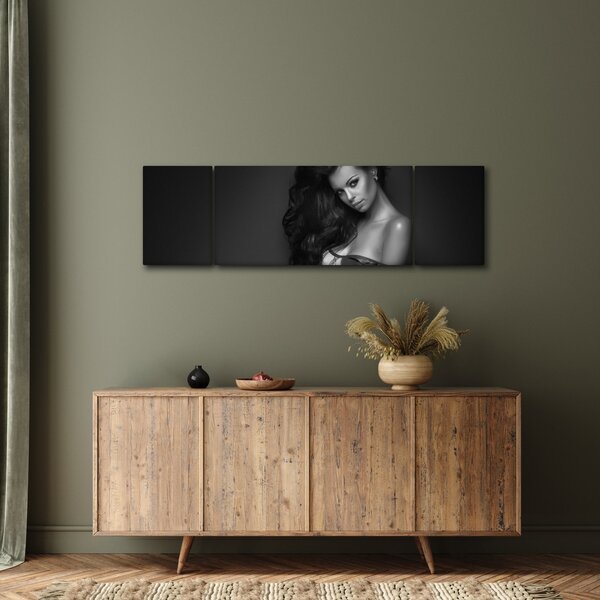 Obraz - Černobílý portrét svůdné ženy (170x50 cm)