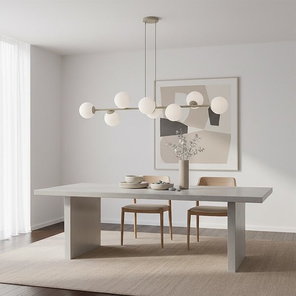 Závěsné svítidlo MAGNUS 8 – moka, opálové sklo, 8× E14, šířka 130 cm