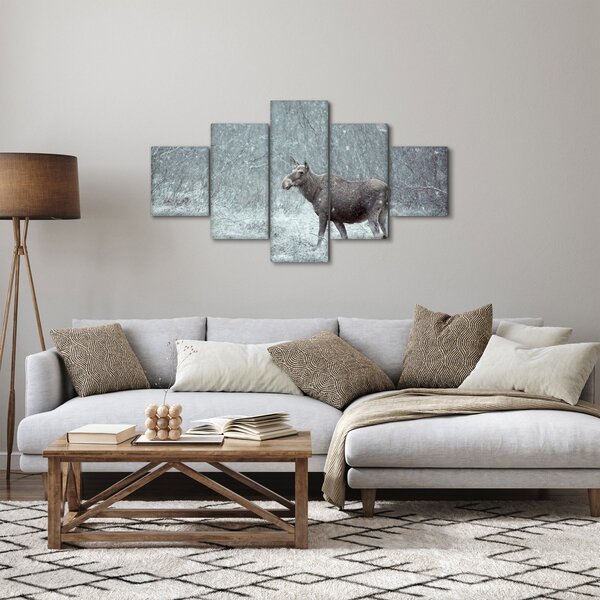 Obraz - Los v zasněženém lese (125x70 cm)