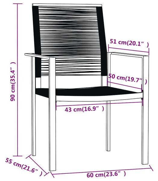 5dílný zahradní jídelní set černý 3099204