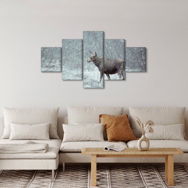 Obraz - Los v zasněženém lese (125x70 cm)