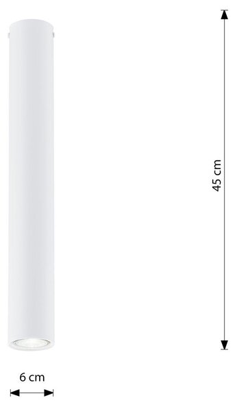 Stropní svítidlo TECNO 1L – bílé, 1× GU10, šířka 6 cm
